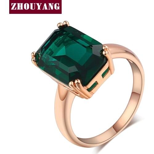 Top Quality Four Claw Big Crystal Elegant Rose Gold Color Ring Crystals From Austria Full Sizes ZYR700 ZYR701