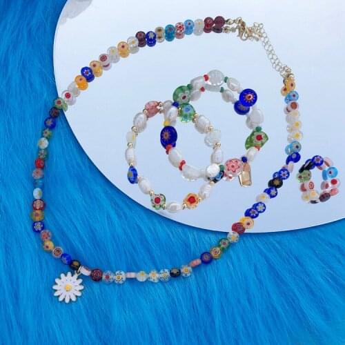 Y2K Jewelry DIY Beads Necklace for Women Star Flower Vintage Harajuku Handmade Necklace Charms Bracelets Rings 90s Aesthetic New