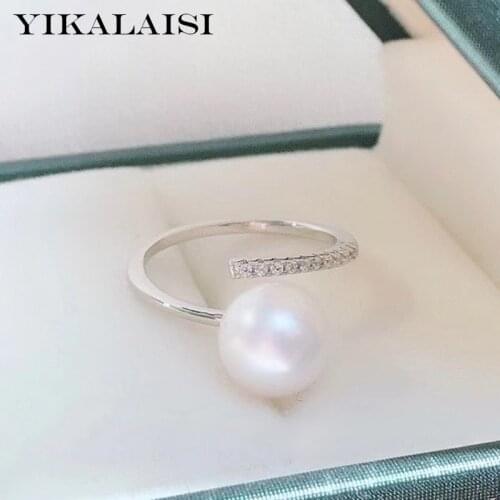 YIKALAISI 925 Sterling Silver Rings Jewelry For Women 9-10mm Oblate Natural Freshwater Pearl Rings 2021 Fine New Wholesales