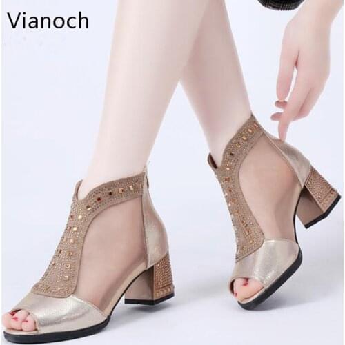 2019 New Fashion Women Sandals Summer High Heels Peep Toe Shoes Mesh Shoe Lady Size 40 41 aa0404