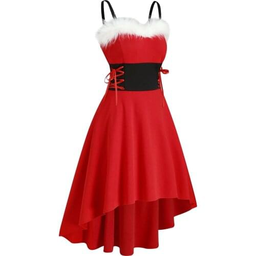 2021 Winer Dress Women Off Shoulder Autumn Fashion Dresses Faux-fur Lace Up Asymmetrical High Low Midi Dress Женское Платье