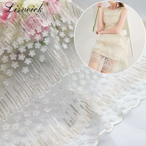 1meter 143cm Laser Embroidered Lace Sequin Fabric for wedding dress skirt clothing DIY handmade materials mesh cloth