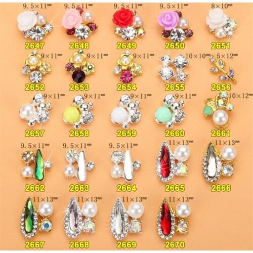 10pcs Nail rhinestone Drops of water Resin flower Alloy nail accessories Imbue Diamond nail jewelry crystal nail art