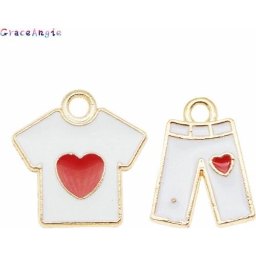 10pcs Pants Tshirt Heart Necklace Pendant Funny Jewelry Findings Fashion women Asymmetry Earrings DIY Necklace charms DIY Cute