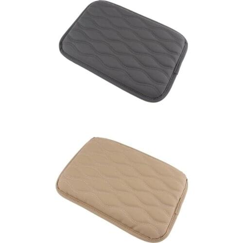 2pcs Car Console Center Armrest Lid Cover Cushion Universal Indoor Trim (Beige + Gray)