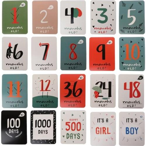 20Pcs/Set For Memory Baby Pregnant Women Monthly Photograph Sticker Fun Month 1-12 Milestone Cards