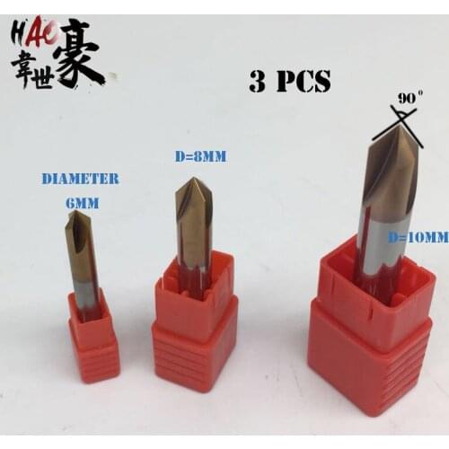 3PCS 90 degrees of tungsten steel chamfering cutter, M6 M8 M10 Cemented carbide 90 degree chamfer drill positioning center bit