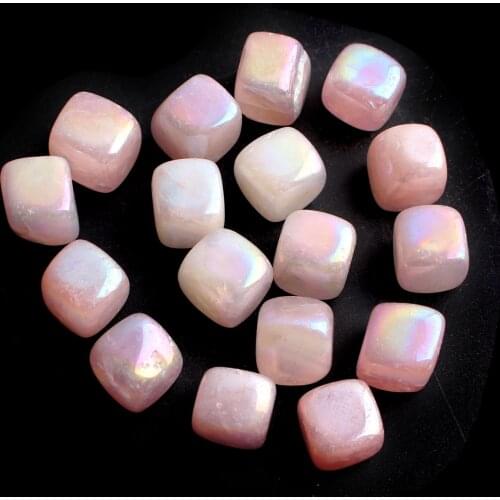 30g Natural Mini Electroplated Rose Quartz Square Angel Aura Stone Cube Crystal Reiki Gift DIY