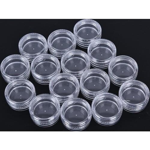 50Pcs/set 2.5ML Clear Plastic Jewelry Bead Makeup Glitter Storage Box Small Round Container Jars Make Up Organizer Boxes