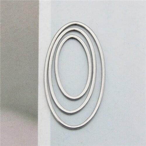 Julie Wang 12PCS Hollow Oval Charms Stainless Steel Gold Silver Color Geometric Pendants Bracelet Jewelry Making Accessory