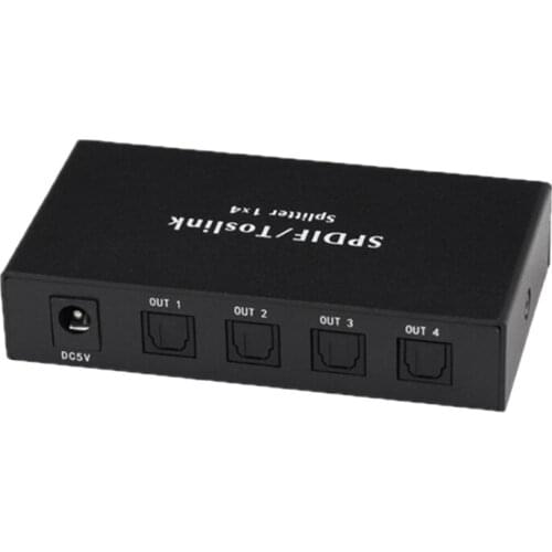 Digital Optical 4X1 Switch With IR Remote Control Aluminum Alloy Digital Audio Optical Fiber Switcher 4 In 1 Out US Plug