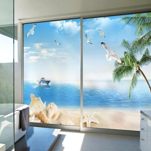 Customized frosted glass film tile film color wardrobe sliding door bathroom bathroom sticker nautical