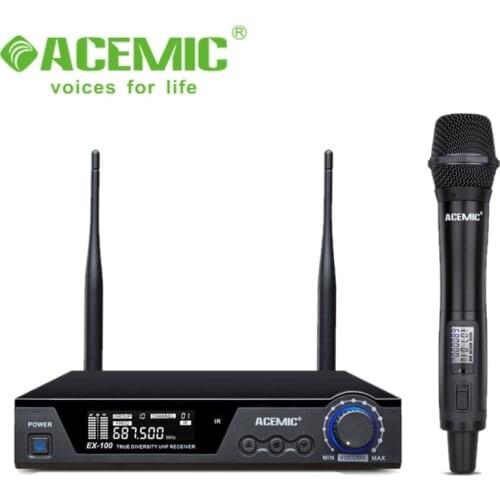 ACEMIC EX-100 true diversity UHF receiption wireless microphone handheld/bodypack/plug-on microphone for stage performance