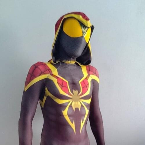 Samir Gold Eyes with Hood Cosplay Costume Hallowen Costume Boys Men Superhero Zentai Disfraces Para Halloween Costume Adult Kids