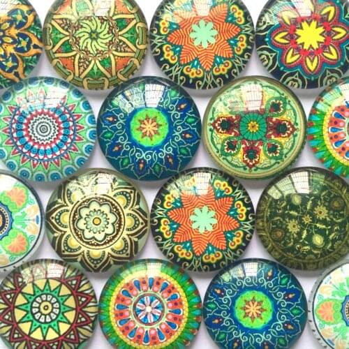ZEROUP Round Glass Cabochon 12mm 20mm Mixed Pattern Handmade Diy Embellishments Suppies for Jewelry Clasps Craft TP-401