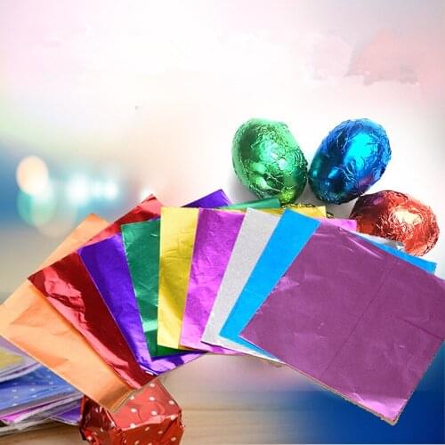 100Pcs/set Square Candy Package Sweets Chocolate Foil Paper Wrappers Confectionary Christmas Party Festival Decoration Supply