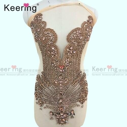 Hot sale 3D Fashion popular rhinestone bodice appliqe for wedding dress WDP-245