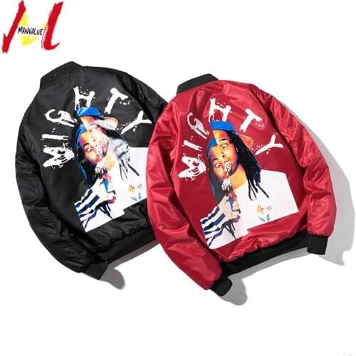 MANVALUE Mens American Casual MA1 Pilot Coats Male Autumn and Winter Printing Trend Thickening Cotton-padded Jackets