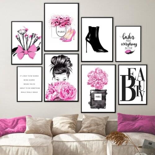 Wall Art Canvas Painting Paris Vogue Women Makeup Eyelashes Flower Nordic Posters And Prints Wall Pictures For Salon Room Decor