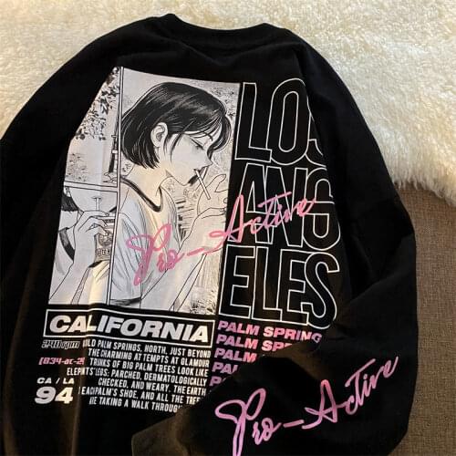 2021 New Arrival Fashion LOS ANGELES Letter Printing Sweatshirt Women Designer Cute Japanese Girls Casual Pullovers Cotton Tops