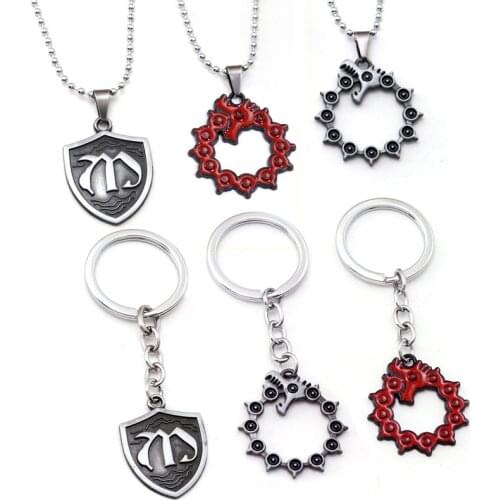 New The Seven Deadly Sins Meliodas Dragon Necklaces Nanatsu No Taizai Shield Pendant Necklace for Men Choker Jewelry Accessories