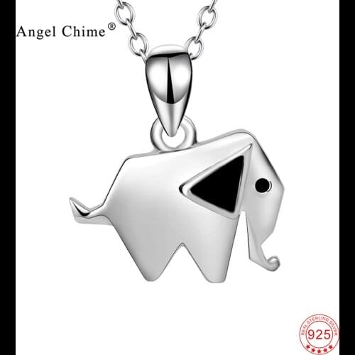 925 Sterling Silver Lucky Elephant Pendant Collar Necklaces Geometric Shape Statement Necklace Fine Jewelry For Women