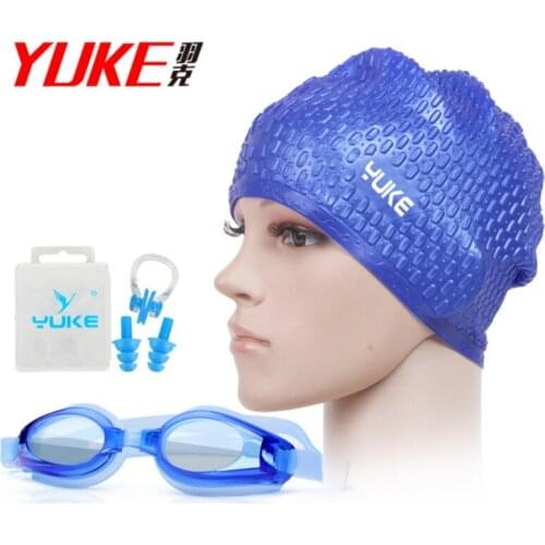 Swim Goggles And Cap Set 4 In 1, Adult UV Protection Lenses Clear Anti-Fog Swimming Goggles Waterproof No Leaking With Nose Clip