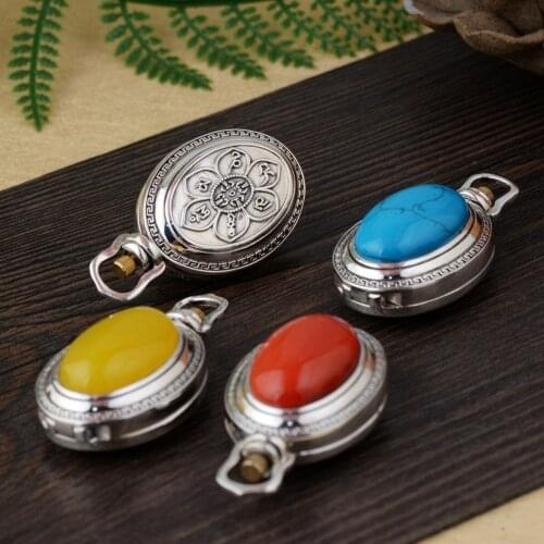 Honk black box pendant S925 silver wholesale silver antique style Six words of Buddhism