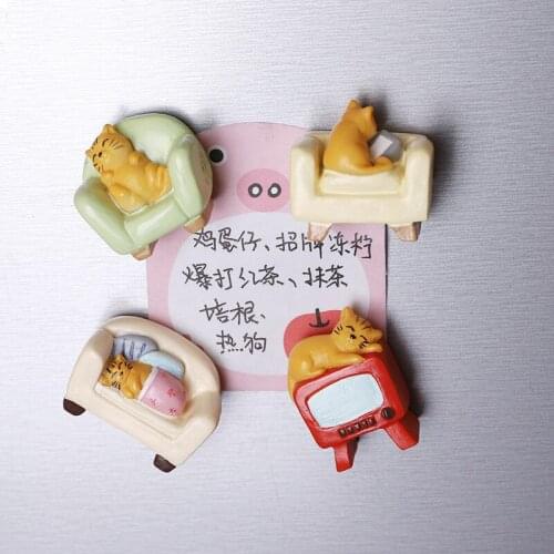 Resin Fridge Magnet Otaku cat Silicone Creative Refrigerator Magnet for House Office Kitchen Whiteboard