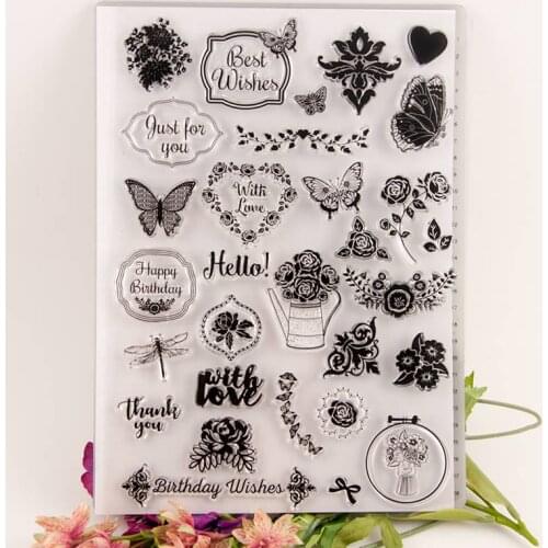 Flower/butterfly Transparent Clear Silicone Stamp/Seal for DIY scrapbooking/photo album Decorative clear stamp sheets A1410