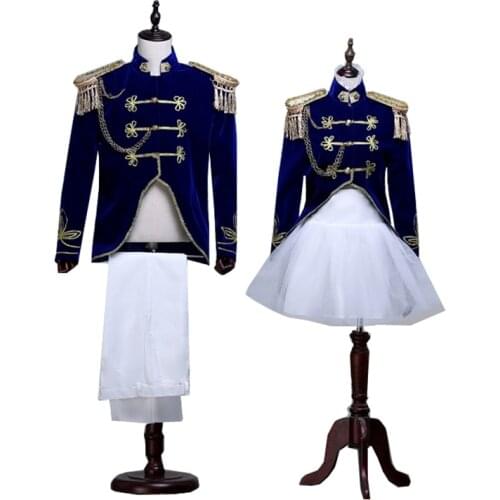 Drop Shipping Halloween Costumes Adult King Prince Renaissance Medieval Men Women Cosplay Costume Coat Pant Dress
