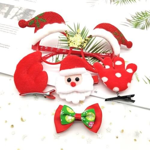 Christmas Explosion Hairpin Set Children Baby Baby Girl Christmas Bow Cute Cartoon Hairpin set Gift повязка на голову детям 60