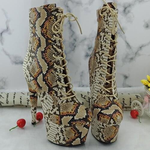 Leecabe Newest 17CM/7inches Pole dance boot with denim High Heel platform Boots closed toe Pole Dance boot