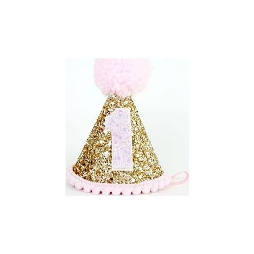 Girl First Birthday Glitter Hat 1st Birthday Hat Girl Party Pink Hat Kids Photo Shot Glitter Hat