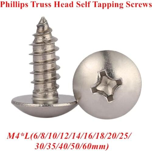 GB/T M4 Phillips truss head self tapping screw 304 stainless steel TA M4 Cross Recessed large flat mushroom head wood screw