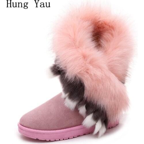 Winter Women Snow Boots Ankle Martin Outdoor Warm Female Casual Shoes Short Plush Flat Fashion Slip On Platform Plus Size 36-42