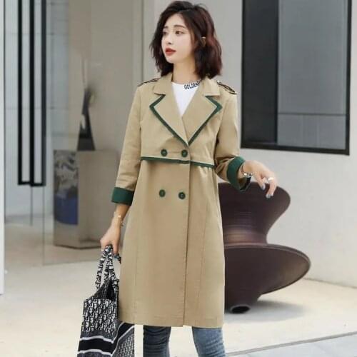 2021 Autumn Winter New Arrival Womens Long Coat Female Double Brasted Slim Windbreaker Korean Belted Trench Coat Ladies Outwear