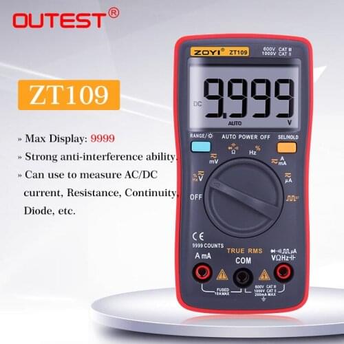 ZOYI ZT109 Professional And Practical Ture RMS Digital Multimeter 9999 Counts Backlight AC/DC Ammeter Voltmeter Ohm Meter
