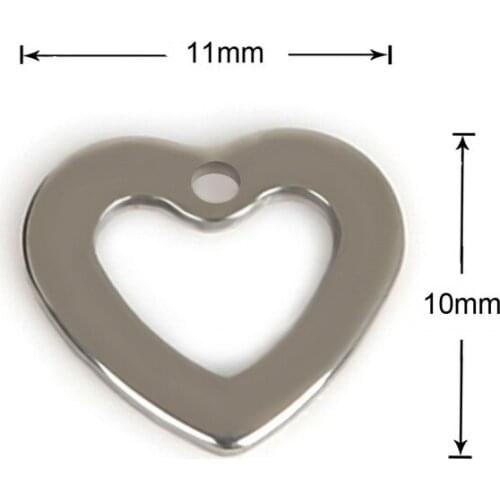11x10mm 50pcs/lot Stainless Steel Fashion Hearts Charm Pendant For Necklace Bracelet Jewelry Making DIY Findings