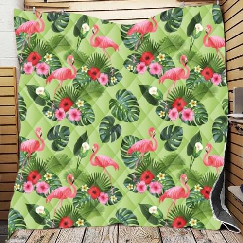 3D Flamingo Summer Quilt Blanket Cartoon Comforter Throw Warm Blankets For Birthday Gifts Fall Winter Quilt Home Decor Textile