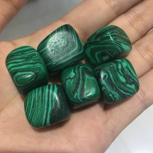6pcs Green Malachite Stone Cubic Crystal Clastic Rock Tumbled Stones Cube Collectible Minerals Specimen for Home Decor