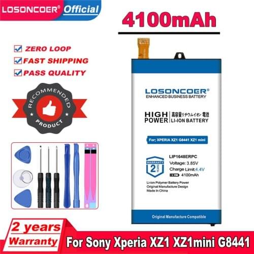 LOSONCOER 4100mAh LIP1648ERPC Battery For SONY XPERIA XZ1 G8441 XZ1mini XZ1 mini 1308-1851 +Free tools