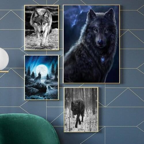 Wolf 5D 100% Full Painting Round Diamond Embroidery Mosaic Cross Stitch Wall Decorations Gift
