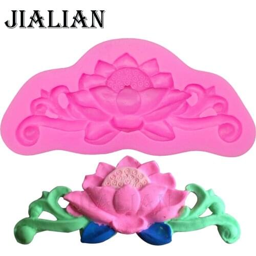 Free shipping Flowers lotus chocolate wedding cake decorating tools DIY baking cooking fondant silicone mold T0264