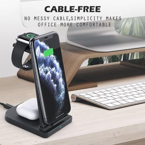 3 in1 Wireless Charger For iPhone 11 X Xs for Apple Watch 1/2/3/4/5 Wireless Charging Stand for Samsung Huawei Xiaomi