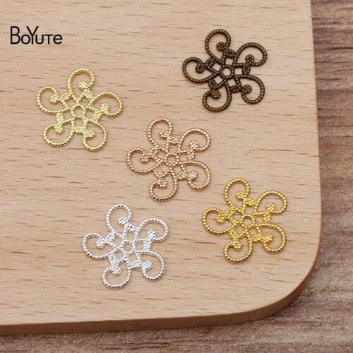 BoYuTe (200 Pieces/Lot) 13MM Metal Brass Filigree Flower Findings Diy Hand Made Jewelry Materials Wholesale