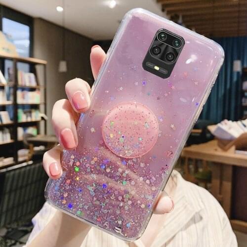 For Redmi Note 9S 8 Pro 8T K30 Pro Glitter Star Soft Phone Case for xiaomi MI CC9 Pro Note 10 Silicon With Holder phone cover