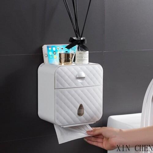Paper holder toilet paper storage box style Multifunctional toilet paper holder waterproof wall mounted toilet paper box