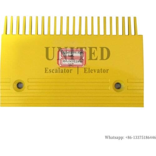 Escalator Yellow Aluminum Comb Plate 5130668H02 L202.2mm W127.2mm Hole Space 140mm 22 Teeth RIGHT
