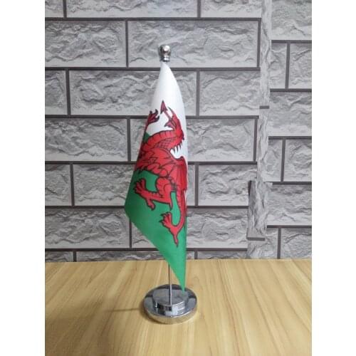 Wales flag table desk flag and gold flagpole/silver flagpole for decoration/signing/negotiation 14*21cm ,free shipping NO.0022